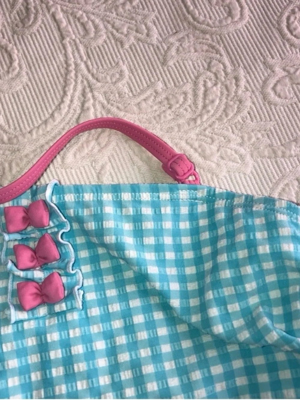 Tommy Bahama Blue/White Checkered Halter Top One Piece Toddler Girls 5T Swimsuit